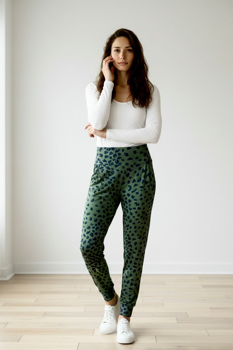 Olive leopard jogger